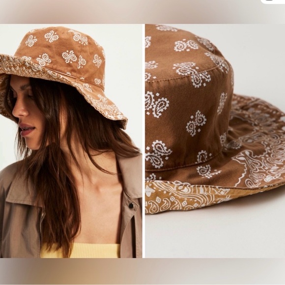 Free People Bucket Hat Chocolate Bandana - Picture 2 of 3